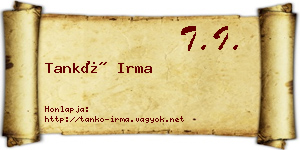Tankó Irma névjegykártya